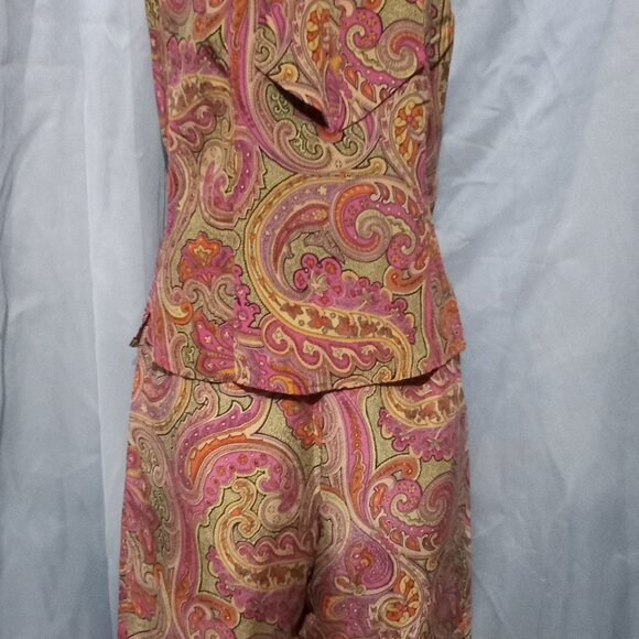 VINTAGE PINK PAISLEY SILK ALLISON TAYLOR 2 PC SET - Picture 1 of 6